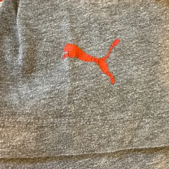 Puma Men's Heather Gray Tee with Striped Orange Logo Size S - Picture 5 of 6